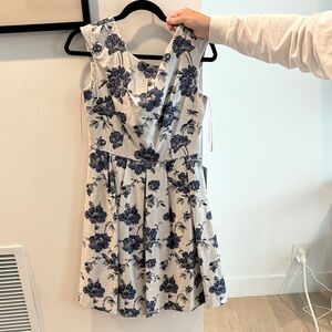 Gal Meets Glam Asymmetrical Dress - Navy Floral on White